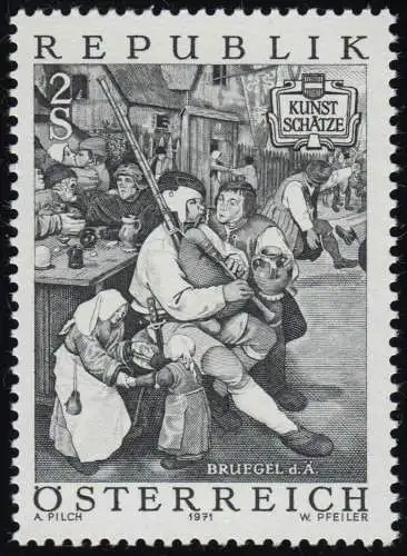 1361 Kunstschätze: Gemälde, Bauerntanz v. Pieter Bruegel, 2 S postfrisch **