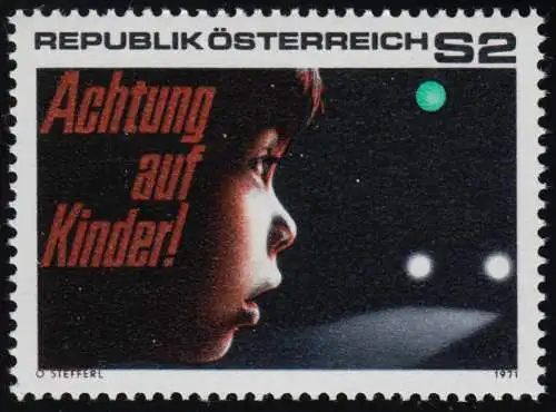 1354 Verkehrssicherheit Kindergesicht Ampel Autoscheinwerfer Inschrift, 2 S **