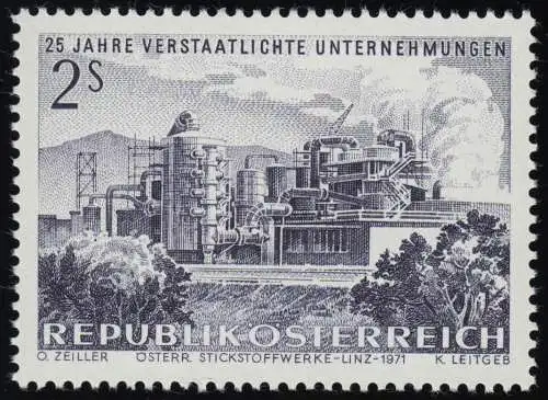 1374 25 J. verstaatl. Unternehmen, Stickstoffwerke Linz, 2 S, postfrisch **