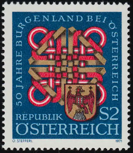 1370 50 J. Burgenland b. Autriche, Wappen & Streckwerk, 2 S Postfraîchissement **