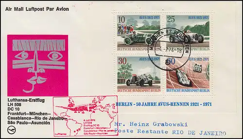 Lufthansa Premier vol DC 10 LH 508 MÜNCHEN/ RIO DE JANEIRO 4/5.7.1974