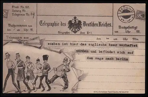 AK Satire No 77 "L'armée anglaise a été arrêtée" dessin animé, inutilisé