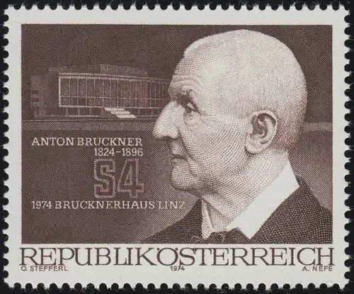 1443 Eröffnung Anton-Bruckner-Haus in Linz, Komponist, 4 S postfrisch **