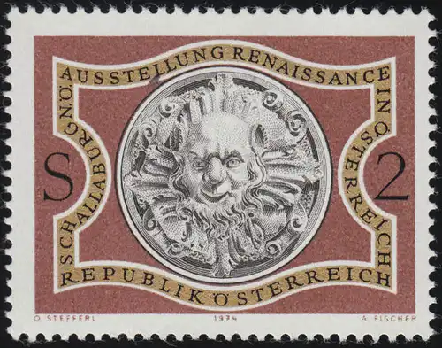 1452 Ausstellung Renaissance in Österreich, Satyrkopf,  2 S, postfrisch  **