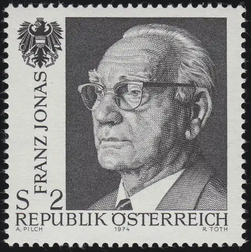 1458 Tod von, Franz Jonas (1899-1974) Bundespräsident, 2 S, postfrisch **