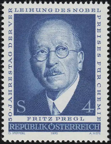 1436 50e anniversaire du Prix Nobel de chimie, Fritz Pregl, 4 p. **