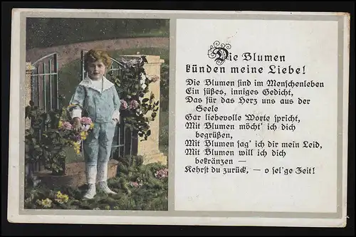 AK S.V.D. 6220/3 Die Blumen künden meine Liebe, Inf Regiment 223, 11. Komp.,1917