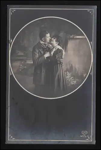 Photo AK couple d'amour EAS 4773/5 homme garde femme tendre, poste de terrain TETTNANG 20.9.18