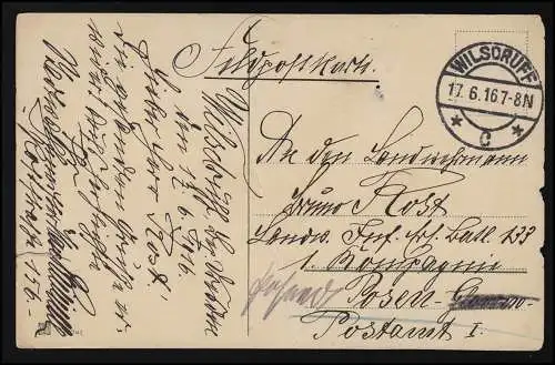 AK SB 2741 Lorbeerzweig, Gehorsam, Treue Tapferkeit Feldpost WILSDRUFF 17.6.16