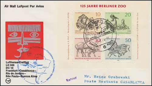 Lufthansa Premier vol DC 10 LH 500 FRANKFURT MAIN/ CASABLANCA 2/3.7.1974