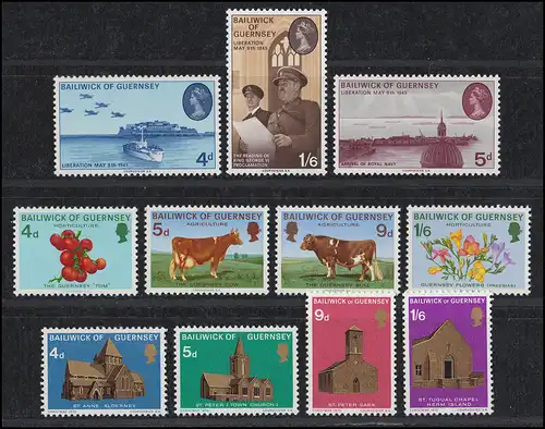 28-38 Guernsey Jahrgang 1970, ** postfrisch