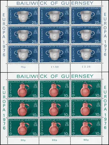 Guernsey 133-134 Europa 1976 Kunsthandwerk, Kleinbogen-Satz **