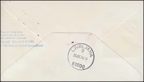 Lufthansa R-Lettre Premier vol Boeing 737 LH 368 R, MUNICH/ LJUBLJANA 24.6.1974