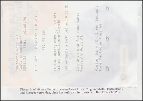 Lettre plus / entier USo 1 avec le quota de 10 h du 1er jour 10.6.97, **