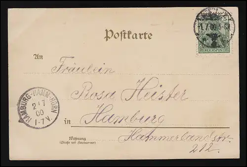 AK GUIDE ROUGE Rose rouge J.C. Schmidt Görlitz/ HAMBURG HAMM-HORN 1/2.7.1900