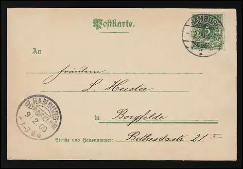AK "Die Blumensprache" Blumen und ihre Bedeutung HAMBURG/BORGFELDE 9.2.1900