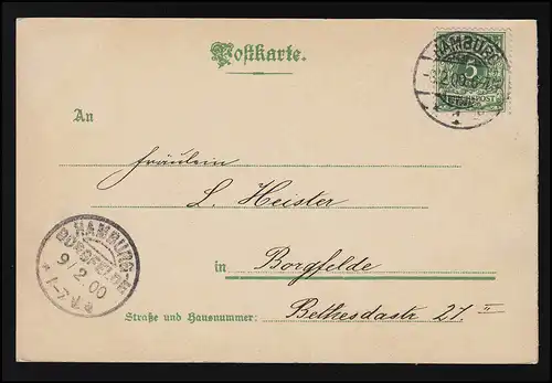 AK "La langue des fleurs" Fleurs et leur importance HAMBURG/BORGFELDE 9.2.1900