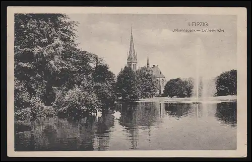 Foto AK Johannapark + Lutherkirche, Warenhaus Theodor Althoff, LEIPZIG 14.5.1916