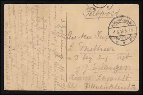 AK K.S.M No 284 Salutation du Rhin GERMANIA RÜDESHEIM Monument AßMANNSHAUSEN 1.5.16