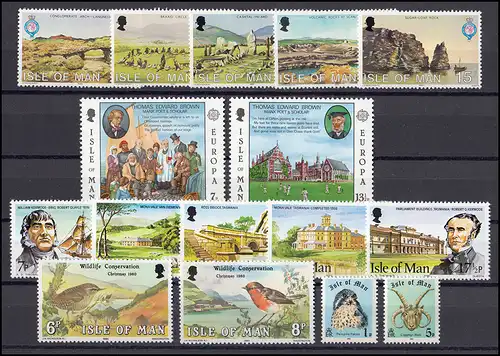 159-181 Isle of Man Jahrgang 1980 mit Block 3 und 4, postfrisch ** / MNH