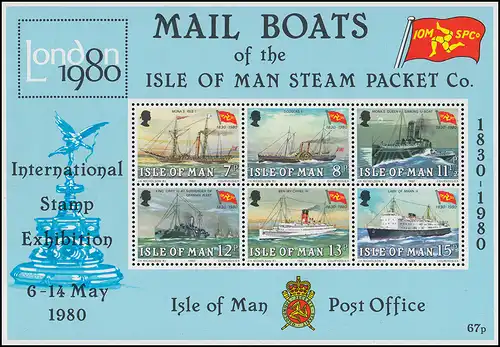 159-181 Isle of Man Jahrgang 1980 mit Block 3 und 4, postfrisch ** / MNH