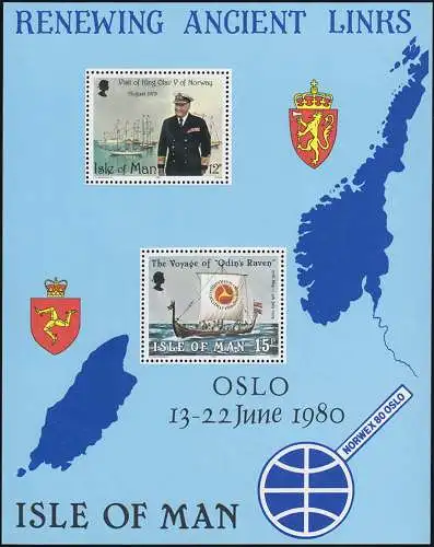 159-181 Isle of Man millésime 1980 avec blocs 3 et 4, ** post-fraîchissement