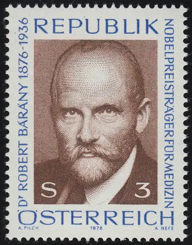 1509 100. Geburtstag, Robert Bárány (1876-1936) Arzt Nobelpreis 1914, 3 S **