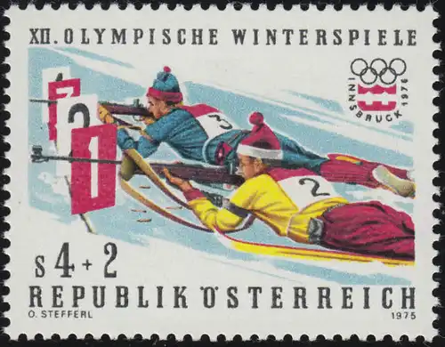 1502 Olympische Winterspiele 1976, Innsbruck, Biathlon, Schießen, 4 S + 2 S, **