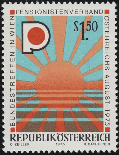 1490 Réunion fédérale des pensionnés autrichiens, Soleil, Emblem 1.50 S **