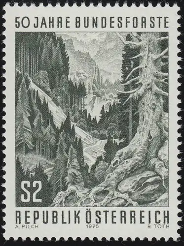 1486 50 ans Forêt autrichienne fédérale, paysage forestier, 2 S, frais de port **