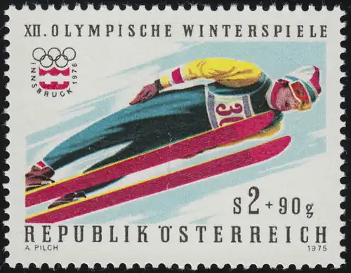 1481 Jeux olympiques d'hiver 1976 Innsbruck, ski, 2 p, frais de port **