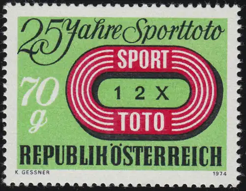 1468 25 Jahre Sporttoto, Emblem des Österreichischen Sporttotos, 70 g, **