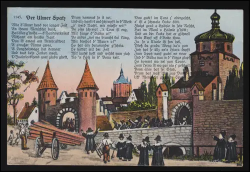 AK 2464 "Der Ulmer Spatz" Geschichte Wahrzeichen ULM Verse, SIGMARINGEN 13.5.18