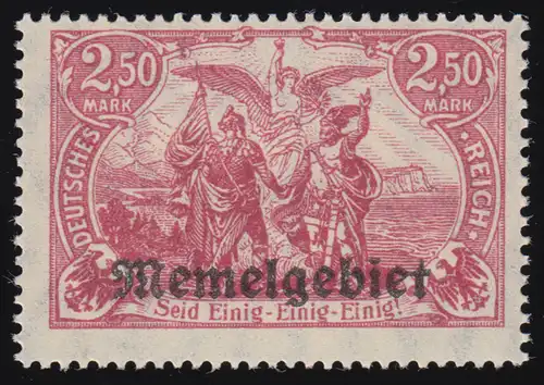 Memel 13a Nord und Süd 2,50 Mark 1920, ** postfrisch, tief geprüft BPP