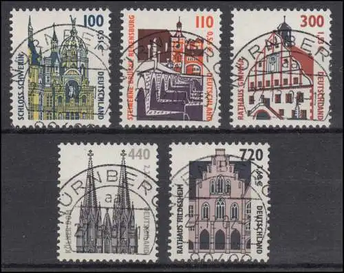 SWK double-nominale avec fibres de traite WENIG (y), 5 valeurs kpl., set O avec n°