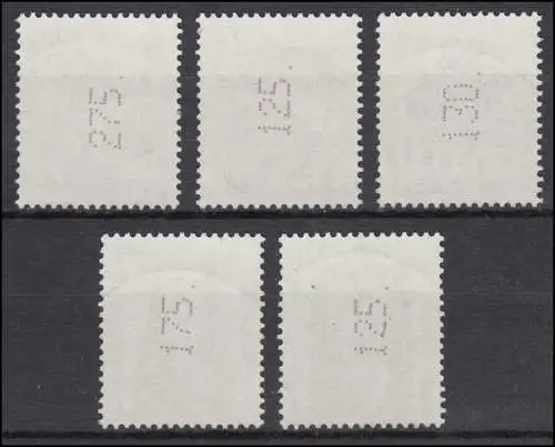 SWK double-nominale avec fibres de traite WENIG (y), 5 valeurs kpl., set O avec n°