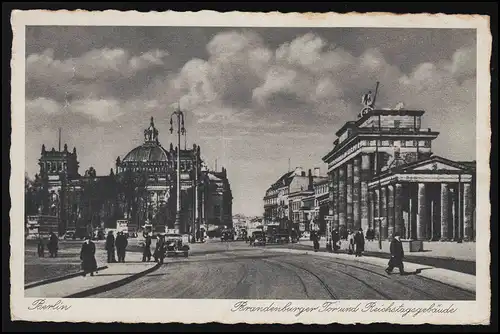 Foto AK P.S.B. I 3815 Brandenburger Tor + Reichstag Feldpost, BERLIN 25.6.1941