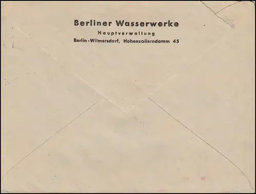 PU 4/1b Berliner Wasserwerke Fensterumschlag, BERLIN 8.12.1955 