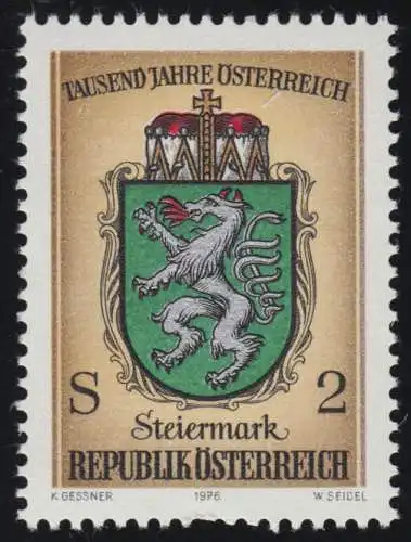 1524 de Block 1000 ans Autriche, Wappen Steiermark, 2 S **