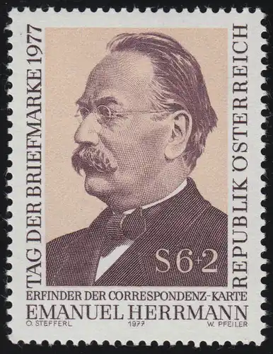 1563 Journée du timbre, Emanuel Herrmann, Inventeur Carte postale 6 S + 2 S, **