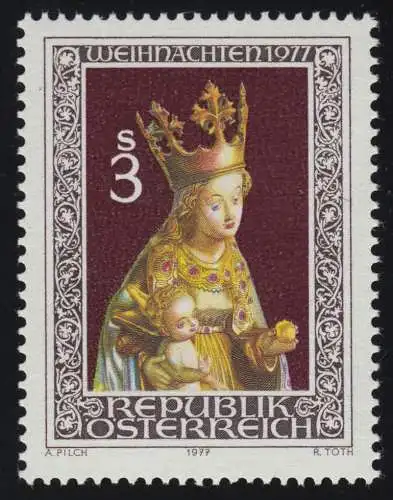 1562 Weihnachten, die thronende Maria mit Kind, Holzplastik, 3 S, postfrisch **