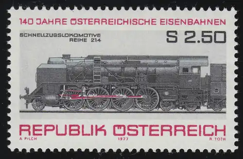 1560 140 ans Chemins de fer autrichiens, locomotive BR 214 (1937), 2.50 S **