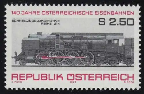 1560 140 ans Chemins de fer autrichiens, locomotive BR 214 (1937), 2.50 S **