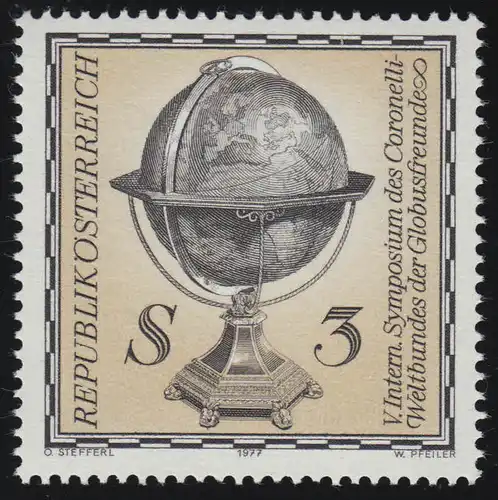 1554 Internationales Symposium Coronelli Weltbund, Erdglobus, 3 S, postfrisch **