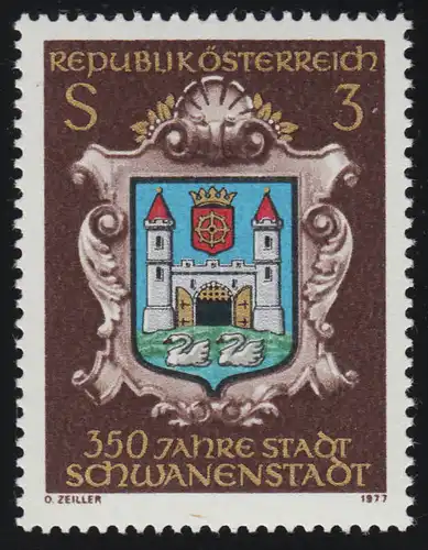 1552 350 Jahre Stadt Schwanenstadt, Stadtwappen, 3 S, postfrisch **
