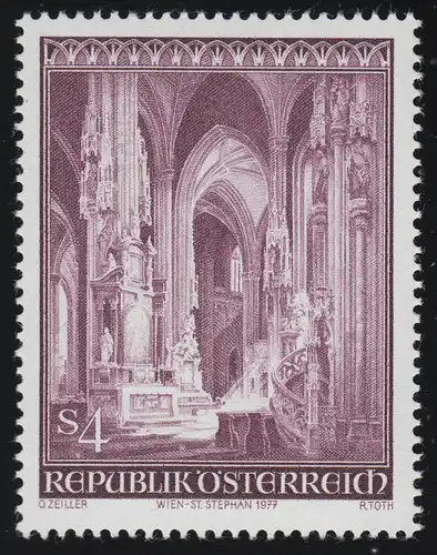 1546 25. Jahrestag Wiedereröffnung Stephansdom, Innenansicht, 4 S, postfrisch **