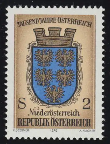 1522 aus Block 1000 Jahre Österreich, Wappen Niederösterreich, 2 S  **