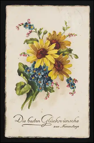 Amag AK Nr. 2365 Bunter bouquet fleurs pour la journée de nom, ELLWANGEN 12.10.1930