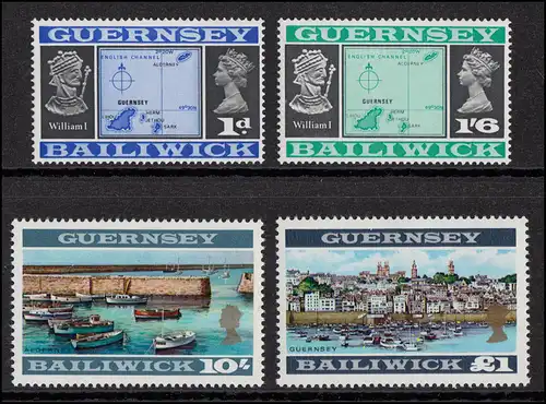 9II ff Guernesey 1969 - set spécial 9I, 18II, 22B et 23B, tous les 4 valeurs **