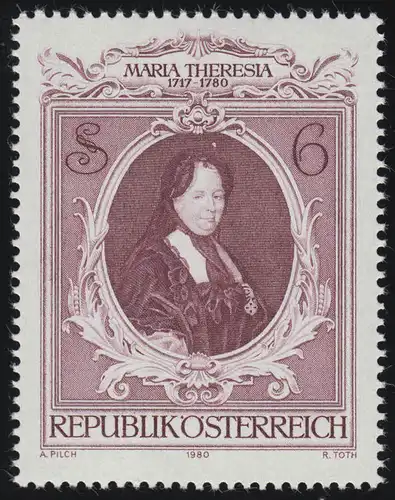 1640 200e anniversaire de la mort, impératrice Maria Theresia, veuve, 6 p., frais de port **